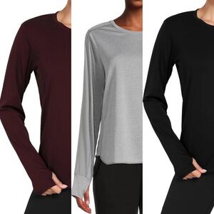 Avia Women’s Activewear Long Sleeve Tops – 3-Pack Bundle (Size Large)